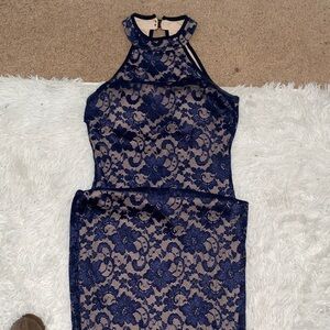 Elegant Navy Lace Dress